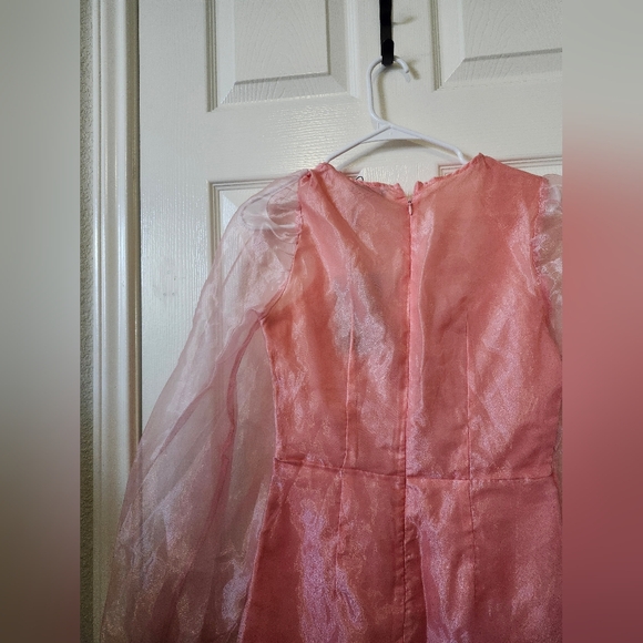 Pretty Little Thing Blush Organza Puff Sleeve Wrap Bodycon Mini Dress 4 - Picture 14 of 14